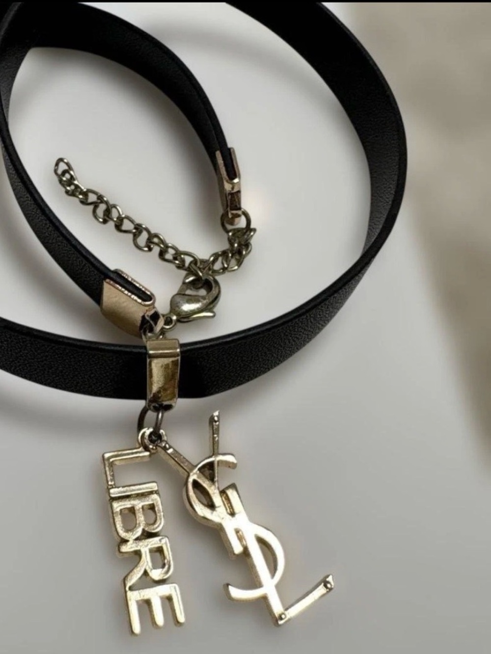 Yves Saint Laurent (YSL) Libre leather charm choker necklace/wrist wrap 13” NWOT - Picture 5 of 6